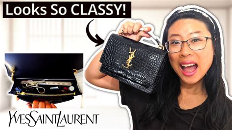 YSL Sunset Chain Wallet (WOC) Shiny Mock Crocodile 